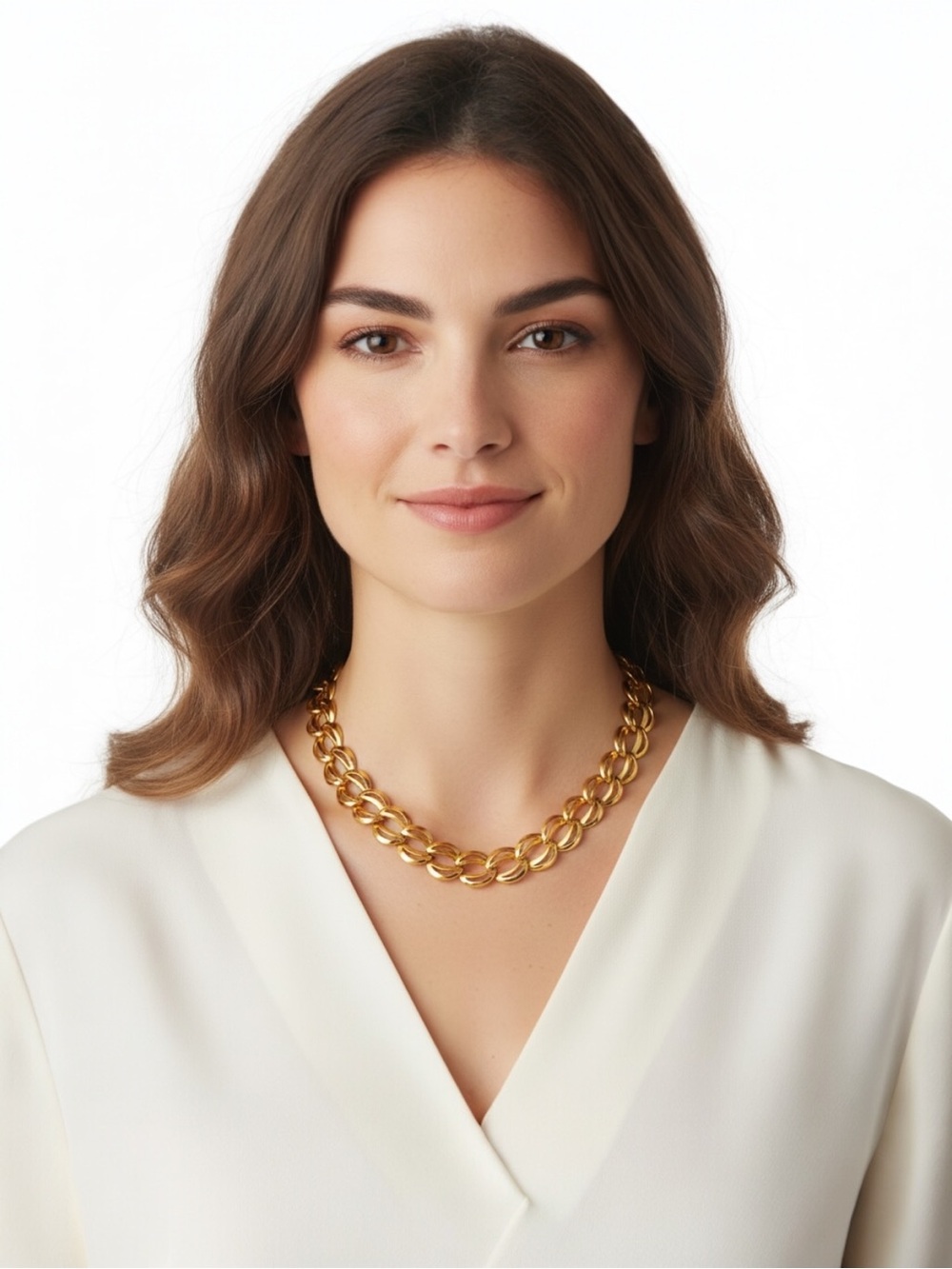 Vintage Napier Gold Tone Chunky Link Choker Womens Necklace 1980s Collar Jewelry